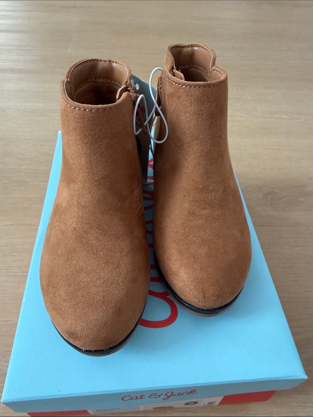 Cat & Jack Girls Cognac Tan Suede Ankle Booties